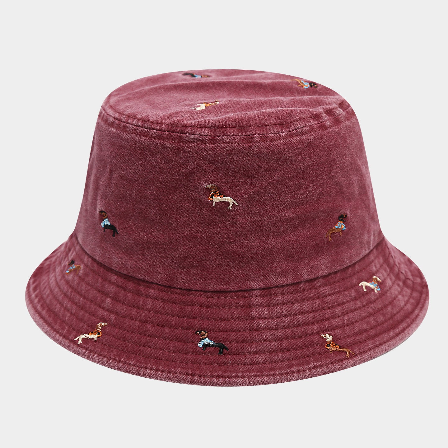 Casual Distressed Embroidery Packable Bucket Hat 8BK6HAT181L