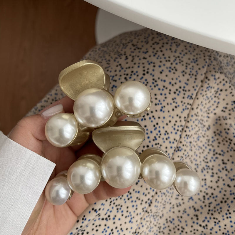 Gold Pearl Geometric Hair Claw - DippedShop Wholesale - #7987