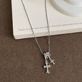 Elegant Rhinestones Cross Pendant Choker Necklace 6W6JNC652