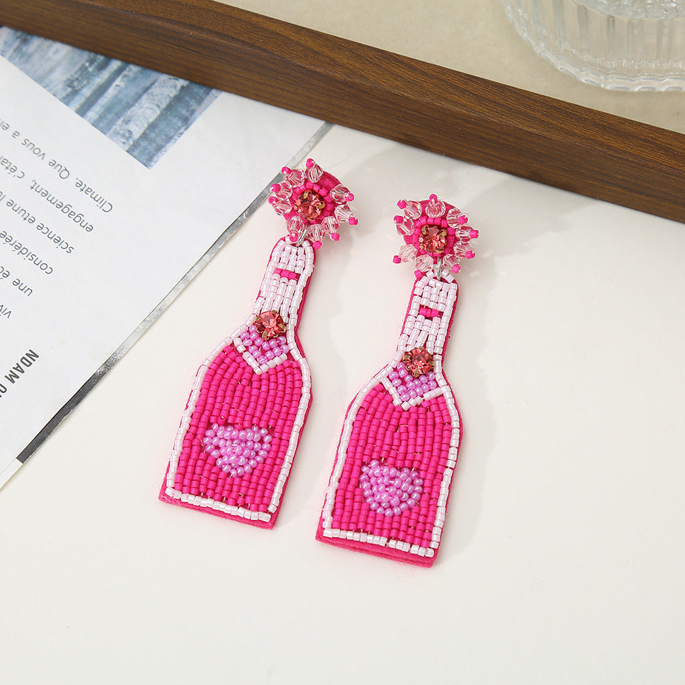 Beaded Floral Pendant Earrings - DippedShop Wholesale - #0547
