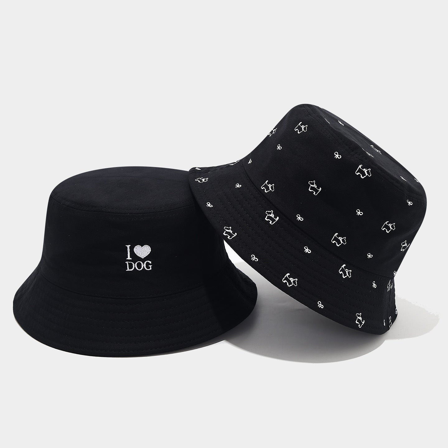 Cute Dog Embroidery Reversible Bucket Hats MK2COK6W6HAT362