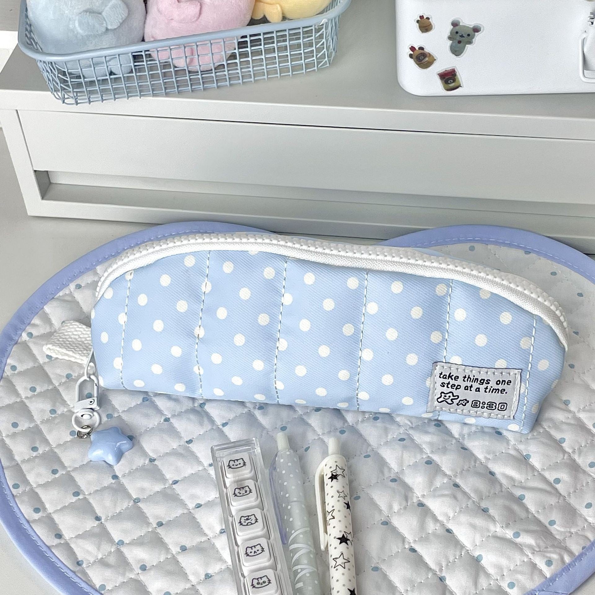 Cute Polka Dots Color Block Pencil Case 6S10BOB1053