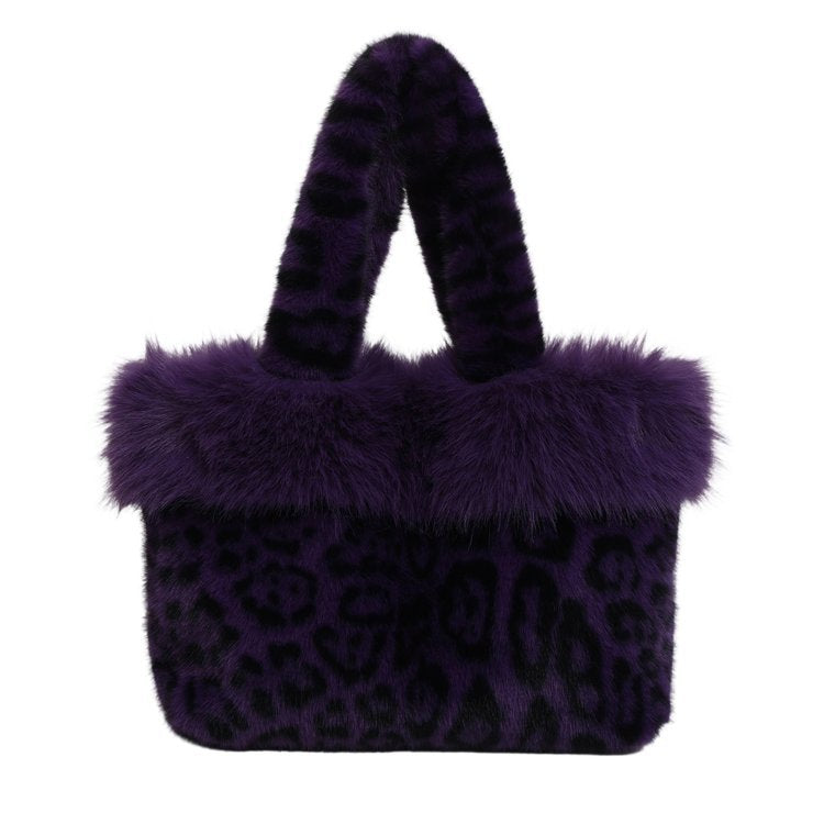Leopard Print Faux Fur Tote Bag 6W10BBG1881