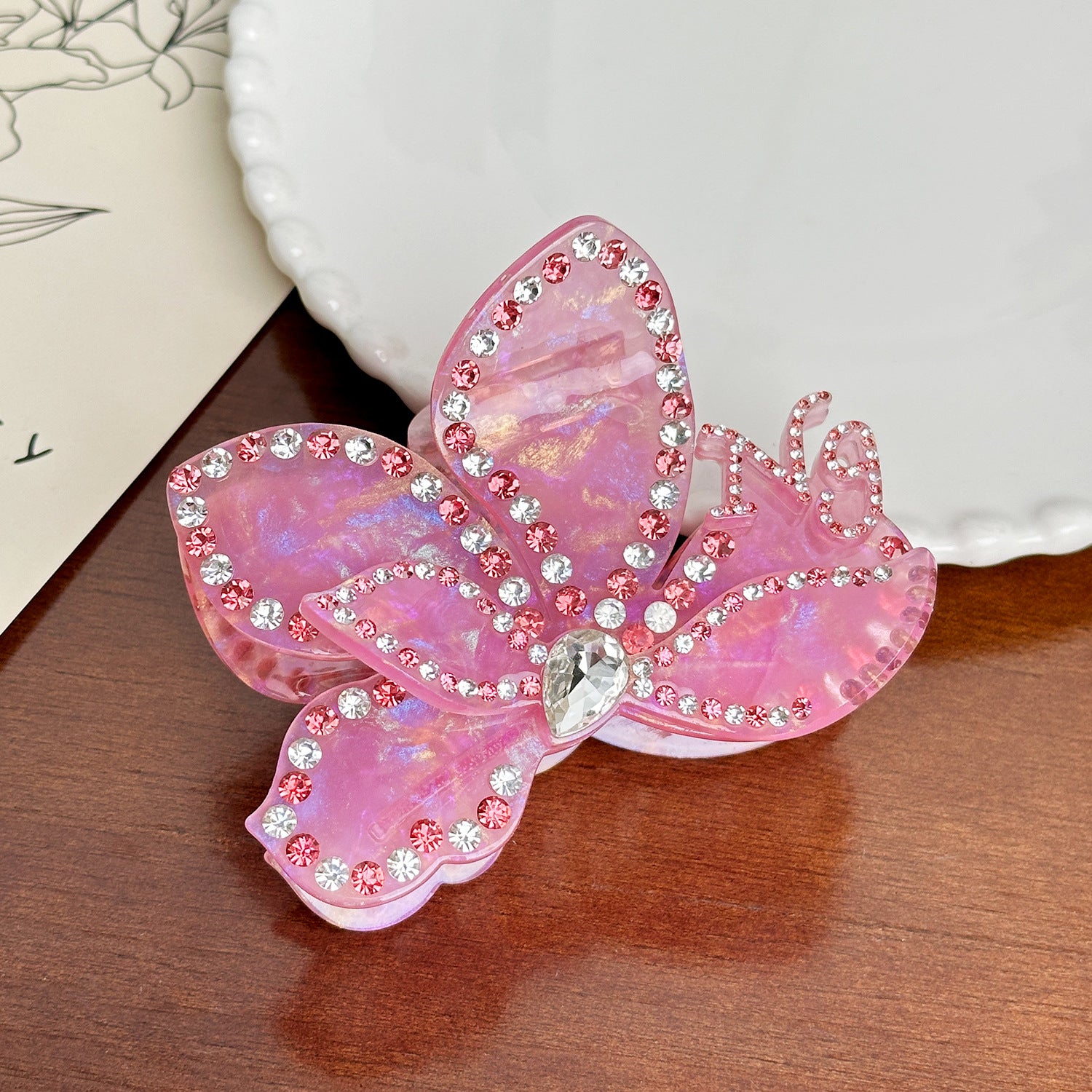 Luxury Colorful Rhinestone Floral Petal Hair Claw 8AS6HCP281L