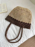 Retro Color Block Straw Handbag - DippedShop Wholesale - #9587