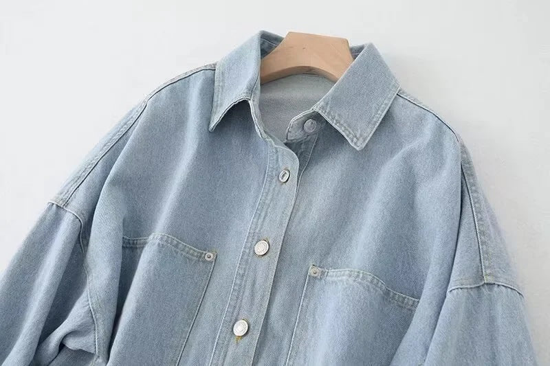 Casual Washed Denim Shirt - DippedShop Wholesale - #1043