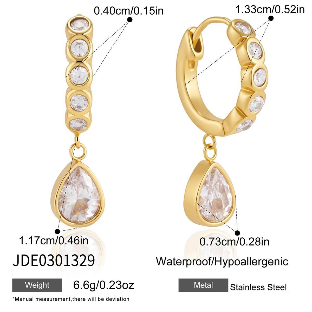 Trendy Cubic Zirconia Teardrop Dangle Hoop Earrings 6W6JER599