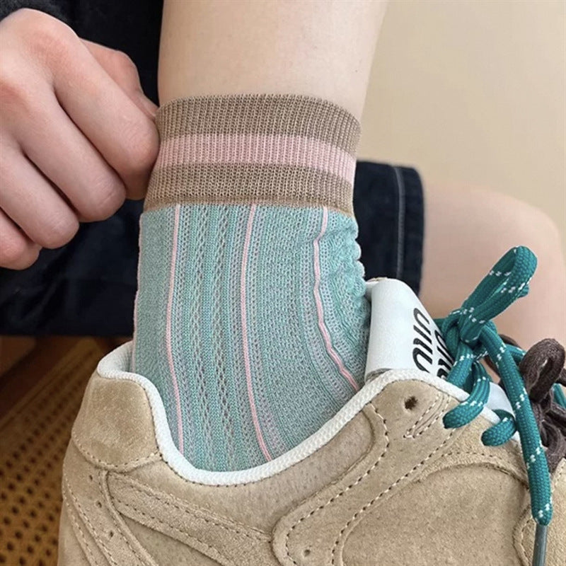 Striped Color Block Socks - DippedShop Wholesale - #3683