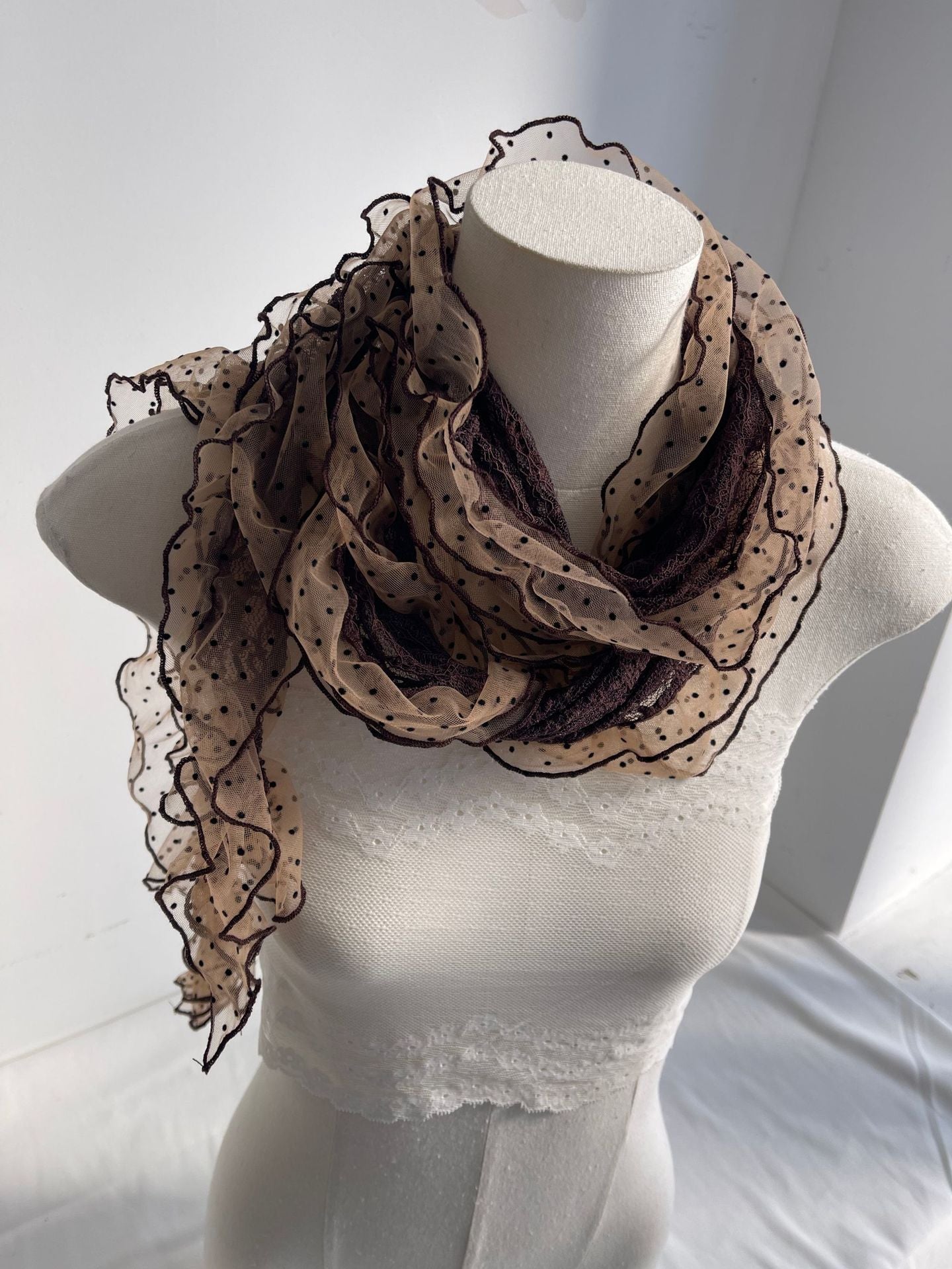 Elegant Mesh Polka Dots Lace Silk Scarf MK2BLW6W6NSI82