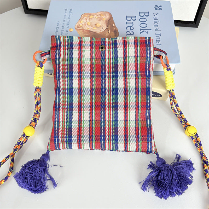 Simple Color Block Plaid Tassel - DippedShop Wholesale - #8947