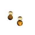 Vintage Natural Tiger Eye Bead Stud Earrings 6W6JER943