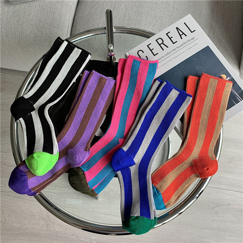 Trendy Color Contrast Striped Crew Socks 6W8FSO671