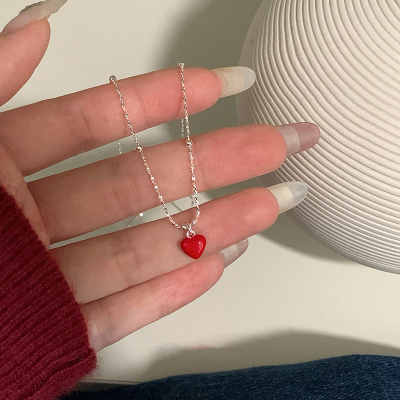 Sweet Red Heart Pendant Chain Necklace 6W6JNC428