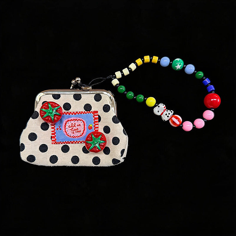 Fruit Polka Dot Beaded Mini Coin Purse 6W10BWB202