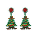 Handmade Christmas Tree Seed Bead Dangle Earrings 6W6JER689