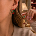 Chunky Half Circle Striped Xmas Stud Earrings 6W6JER687