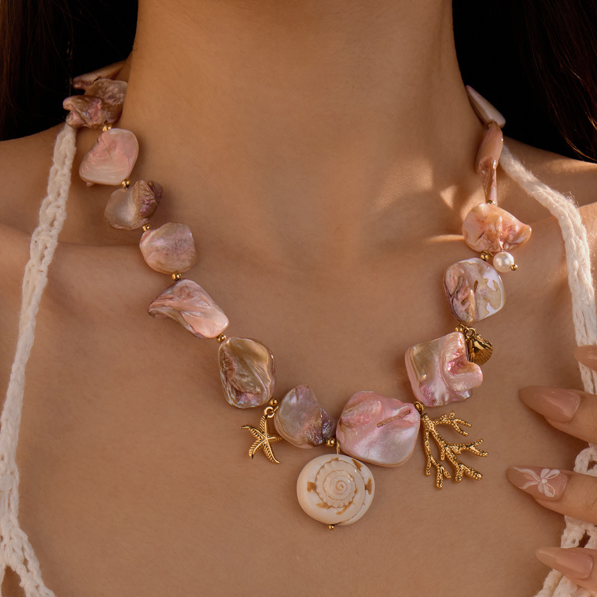 Geometric Shell Necklace - DippedShop Wholesale - #8739