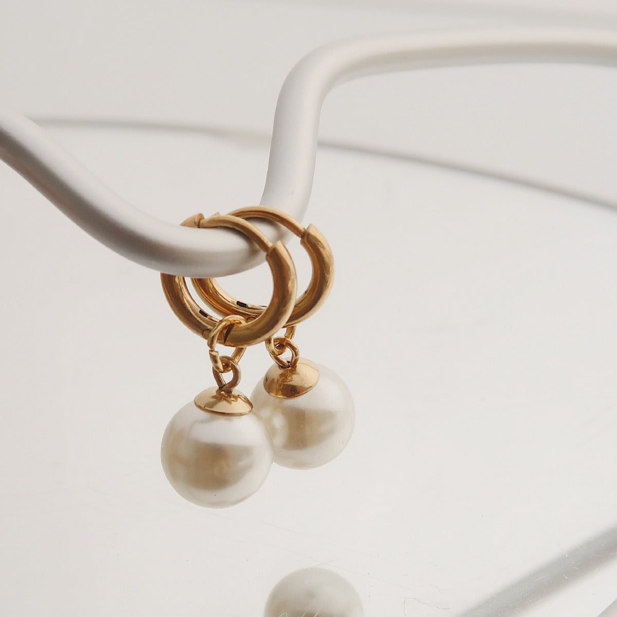 Pearl Drop Hoop Earrings - DippedShop Wholesale - #5155