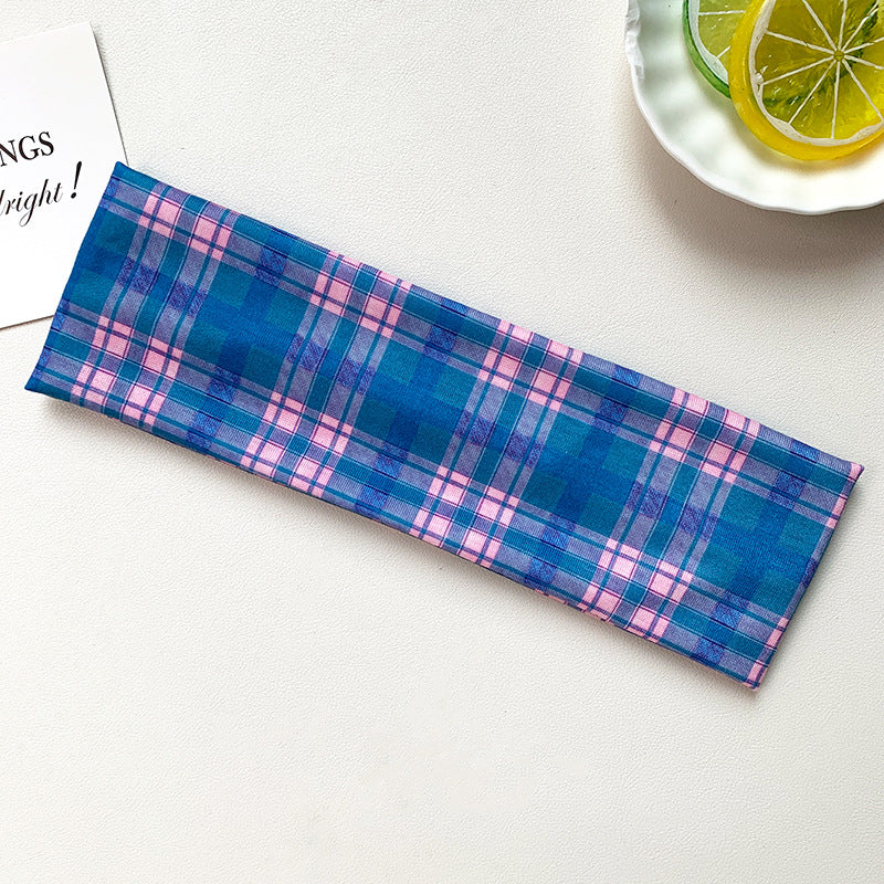 Retro Plaid Elastic Headband - DippedShop Wholesale - #8099
