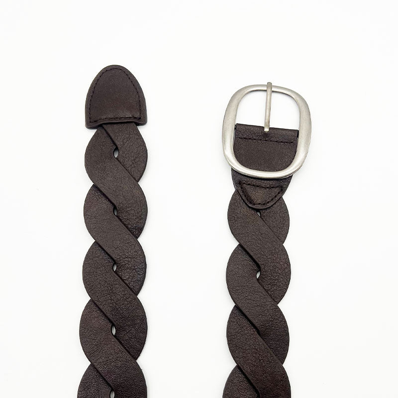 Vintage Twisted Design Wide Leather Belt 6W6JBT165