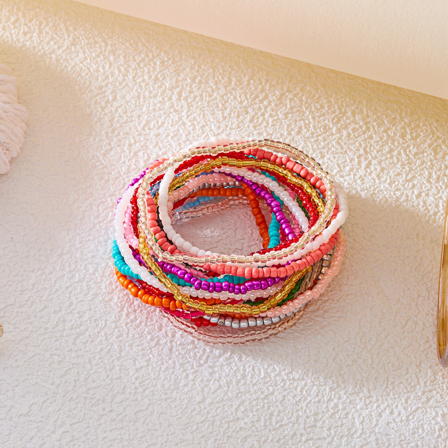 Fashion Color Block Multi-Layer Bead Bracelet Set 6W6JBR506