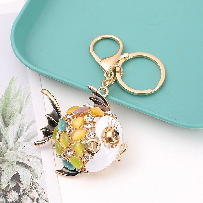 Funny Rhinestones Dolphin Pendant Keychain Bag Charm 6W10BBC632