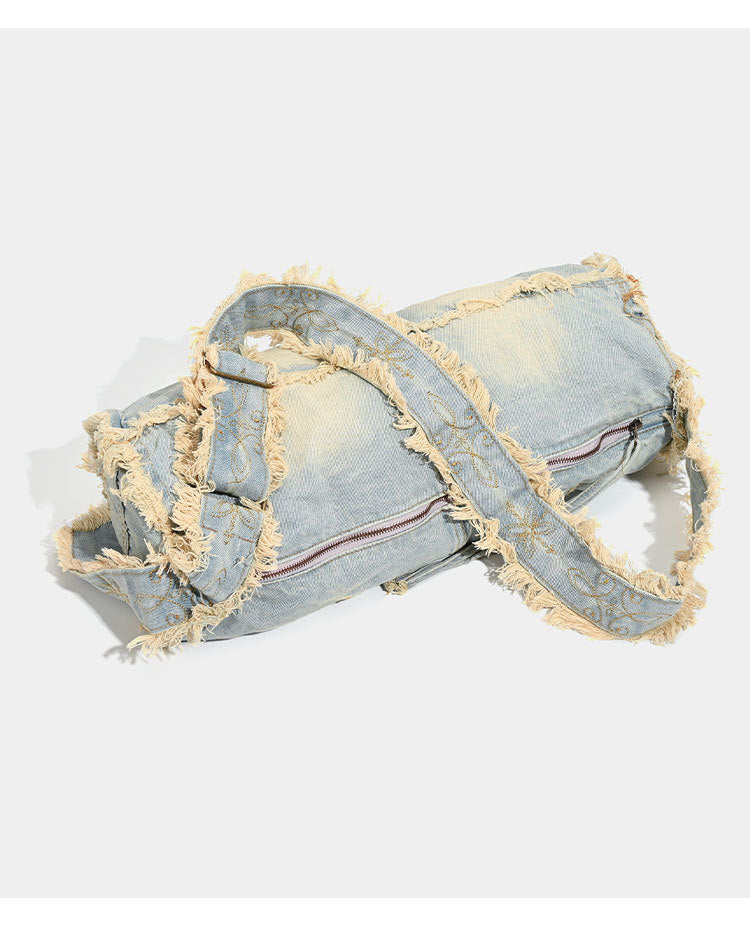 Large Capacity Washed Distressed Shoulder Bags 6W10BBG1341