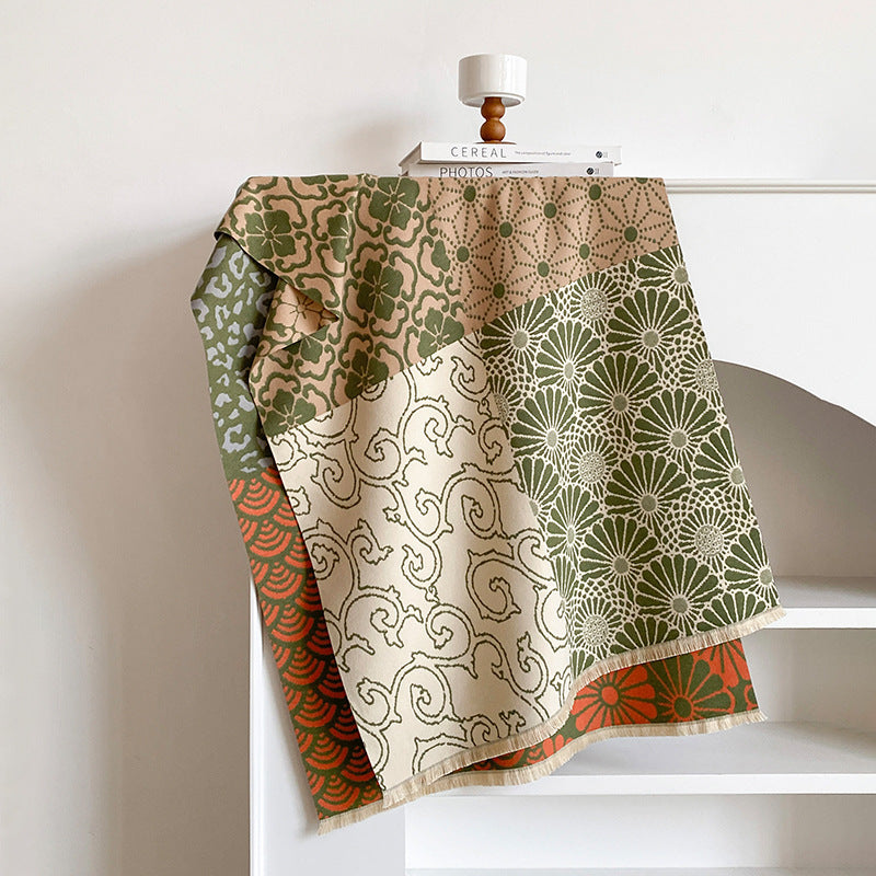 Reversible Floral Jacquard Shawl - DippedShop Wholesale - #8195