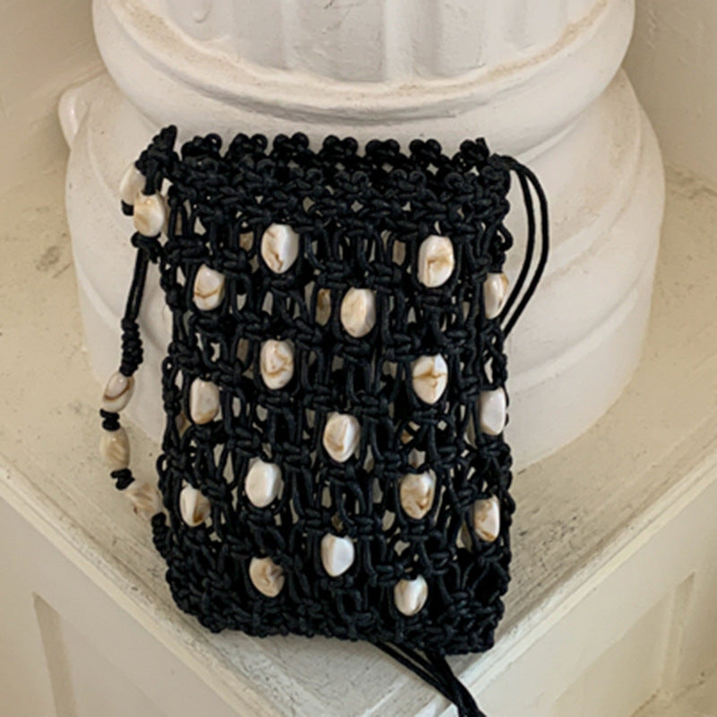 Boho-Style Solid Color Irregular Beaded Crossbody Bag MK2BCR6W10BBG17