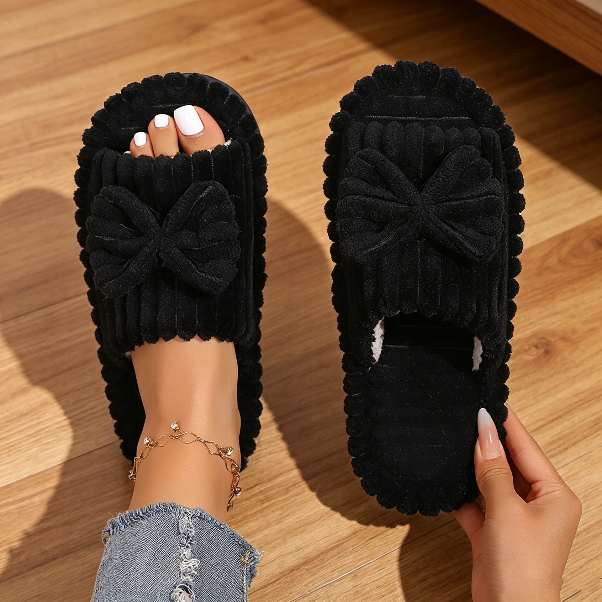 Plush Open Toe Slippers - DippedShop Wholesale - #5347