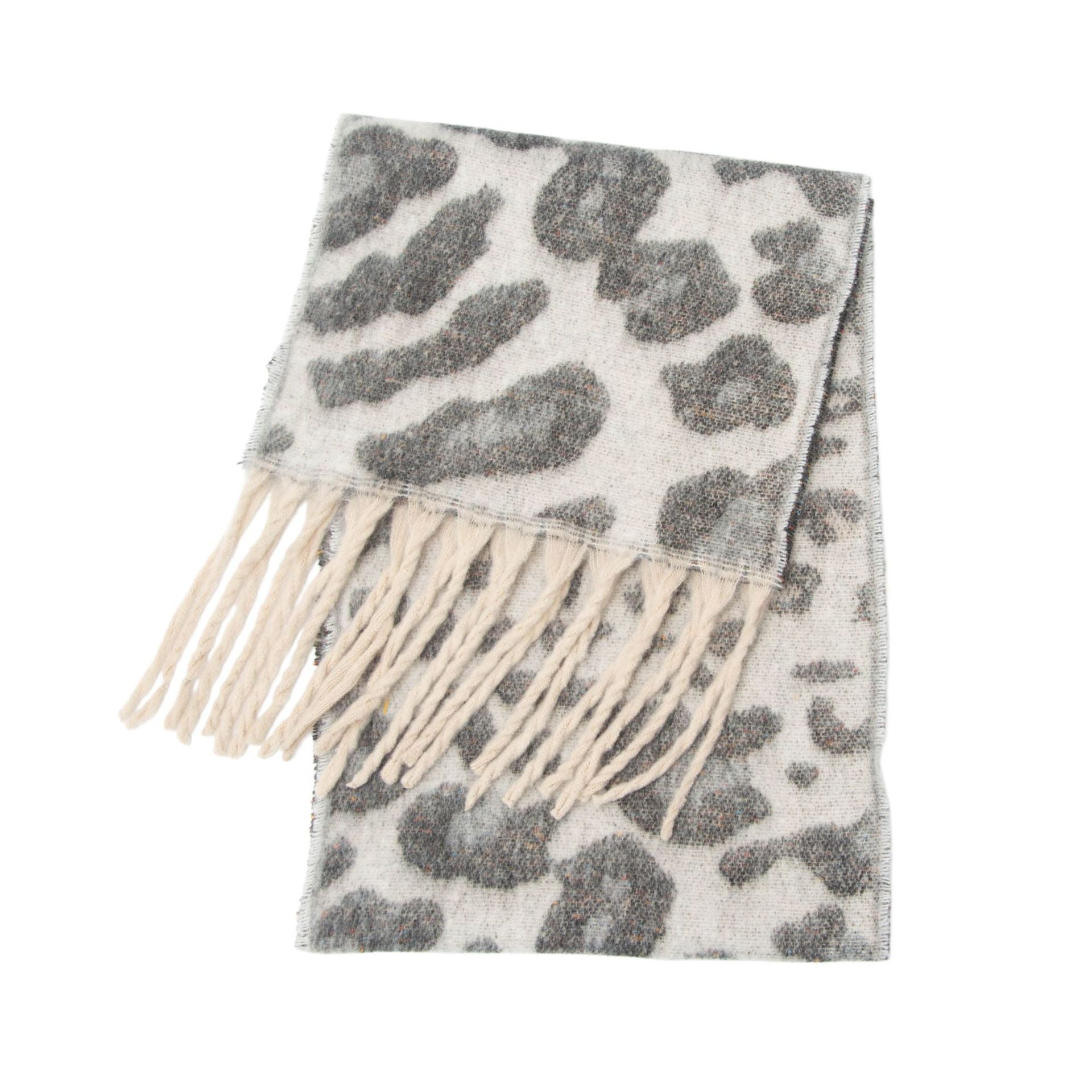 Fringed Leopard Print Scarf - DippedShop Wholesale - #5683
