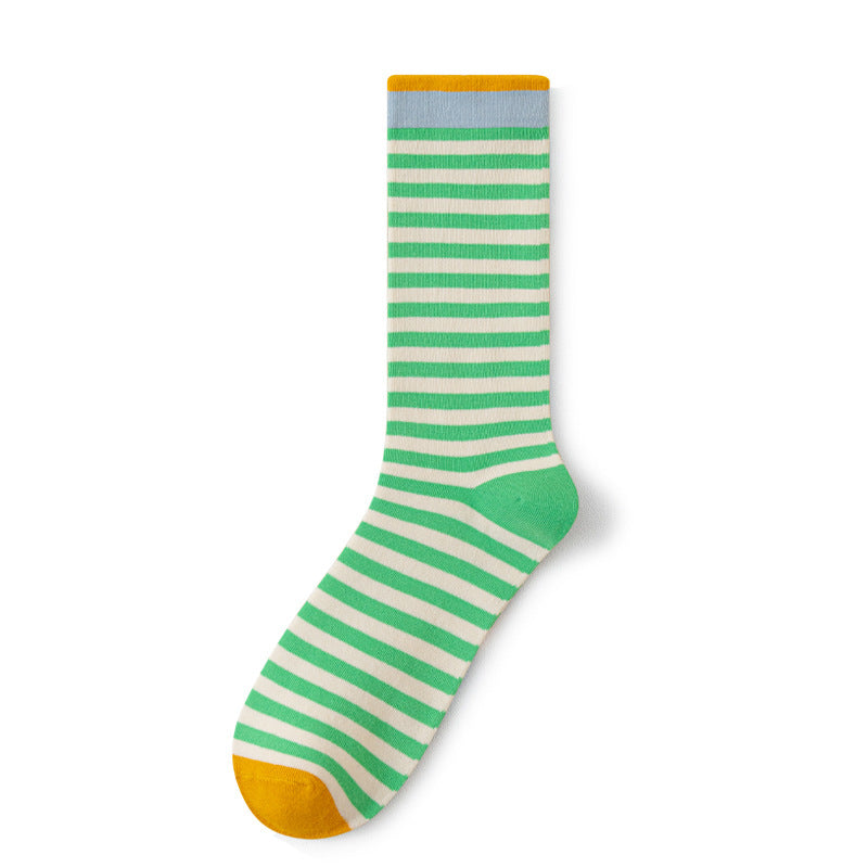 Classic Colorful Striped Mid Calf Socks 6W8FSO775