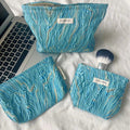 Minimalist Color Block Embossed Travel Makeup Bag MK2BW6W10BOB391