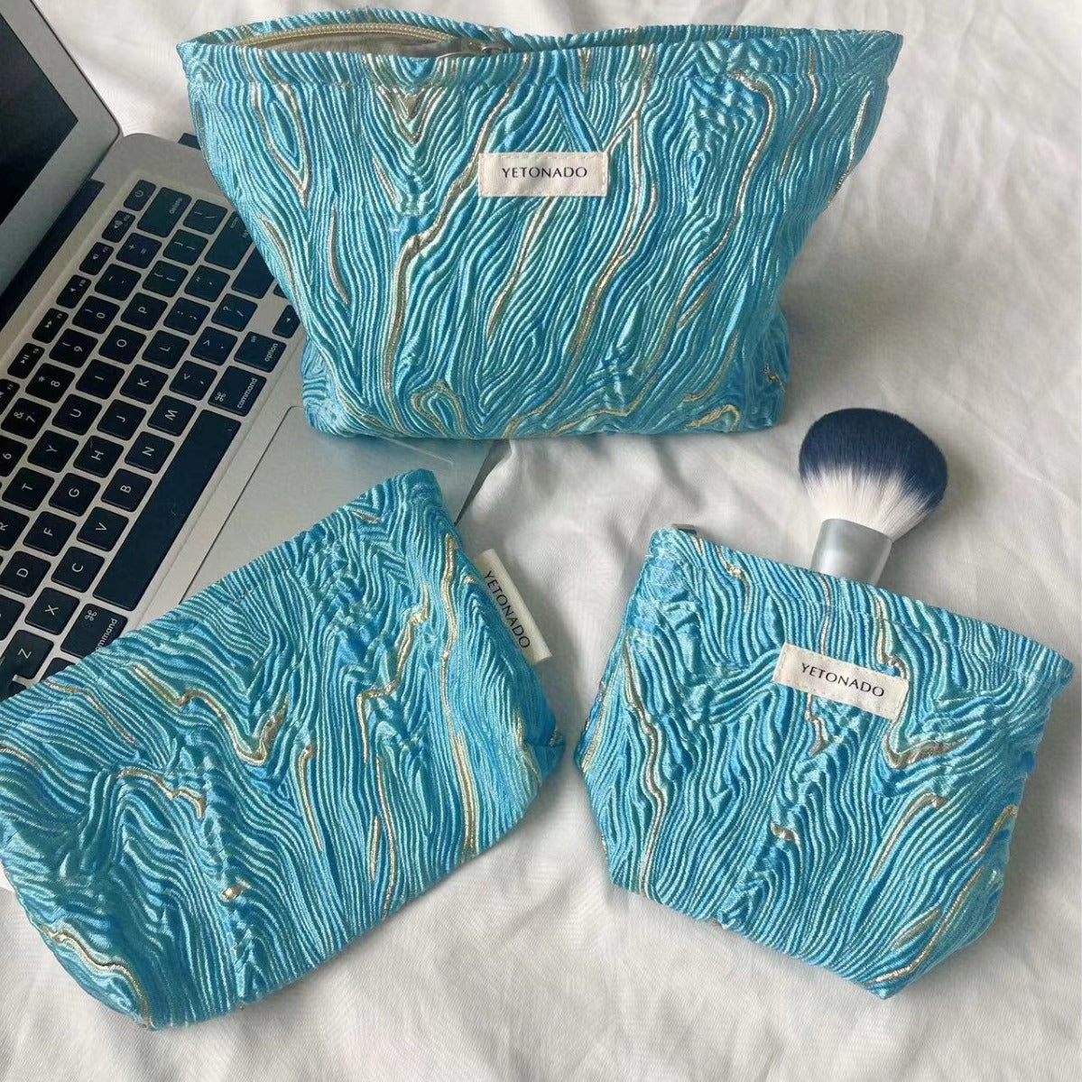 Minimalist Color Block Embossed Travel Makeup Bag MK2BW6W10BOB391
