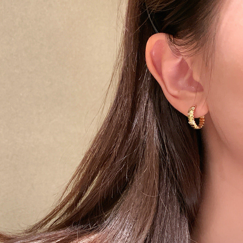 Stylish Snake-bone Rhinestones Hoop Earring 6W6JER584