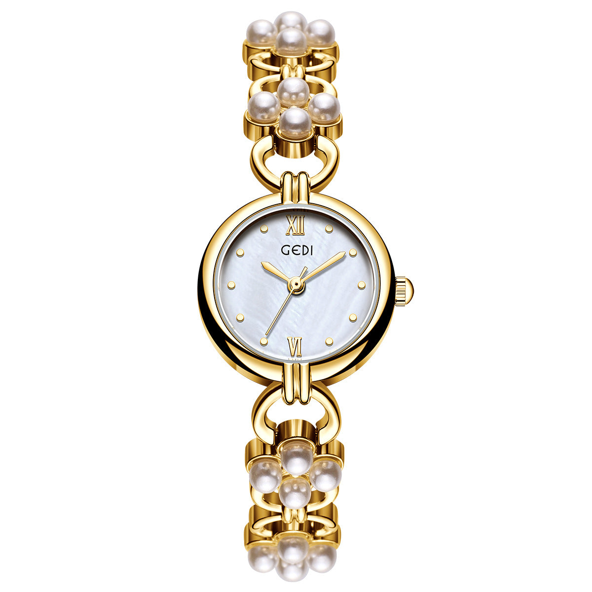 Elegant Pearl Gold Analog Quartz Bnagle Watch MK2SSAS6W6JWA01