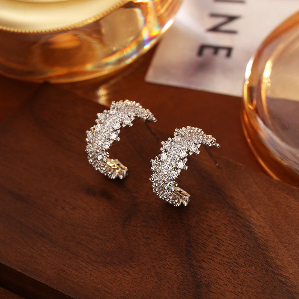 Gold Plated C-Shaped Stud Earrings - DippedShop Wholesale - #6851