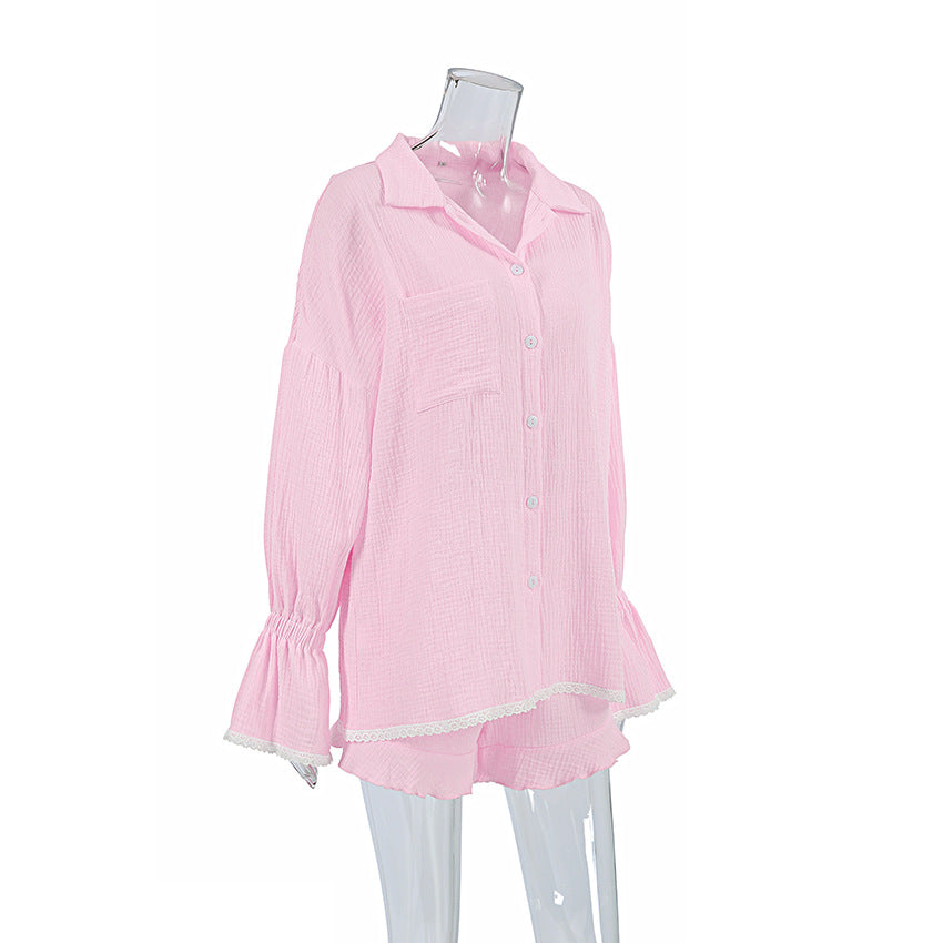 Flounce Solid Homewear Set - DippedShop Wholesale - #6643