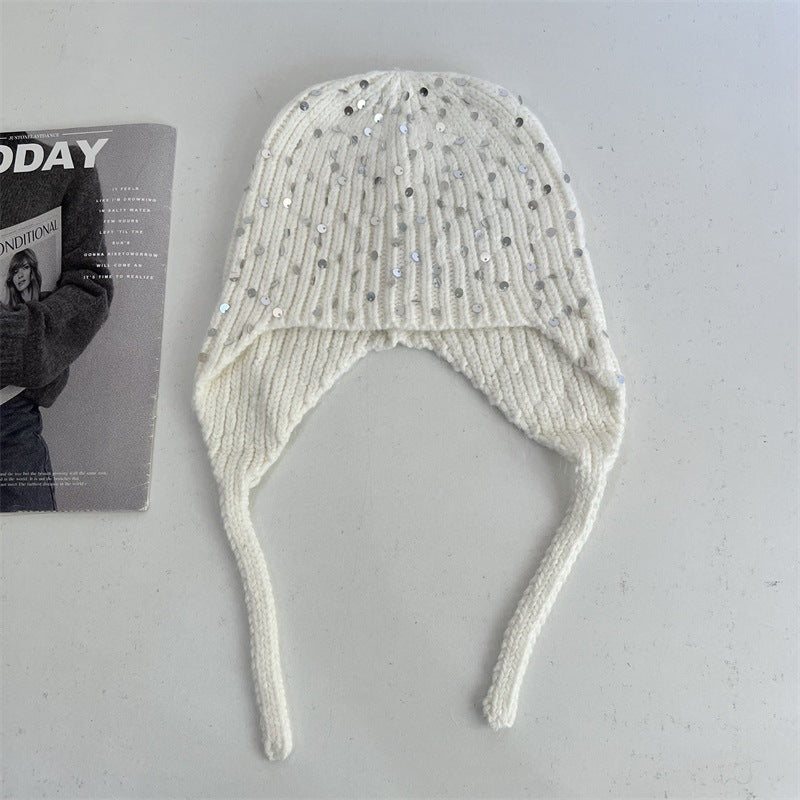 Sequin Fur Knit Trapper Hat - DippedShop Wholesale - #3299