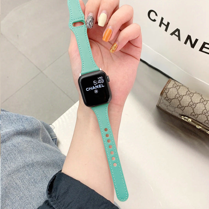 Minimalist Solid Color PU Leather Watch Band 6W6JWA132