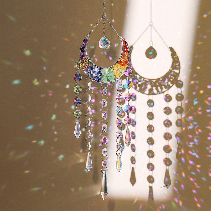Sparkling Colorful Crystal Moon Sun Catcher 6H7HLS185