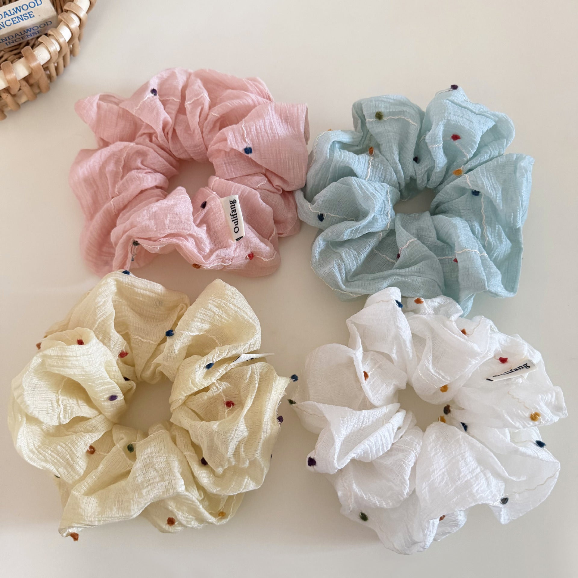 Fashion Colorful Polka Dots Ruffled Hair Scrunchies MK2BW6W6HSR74
