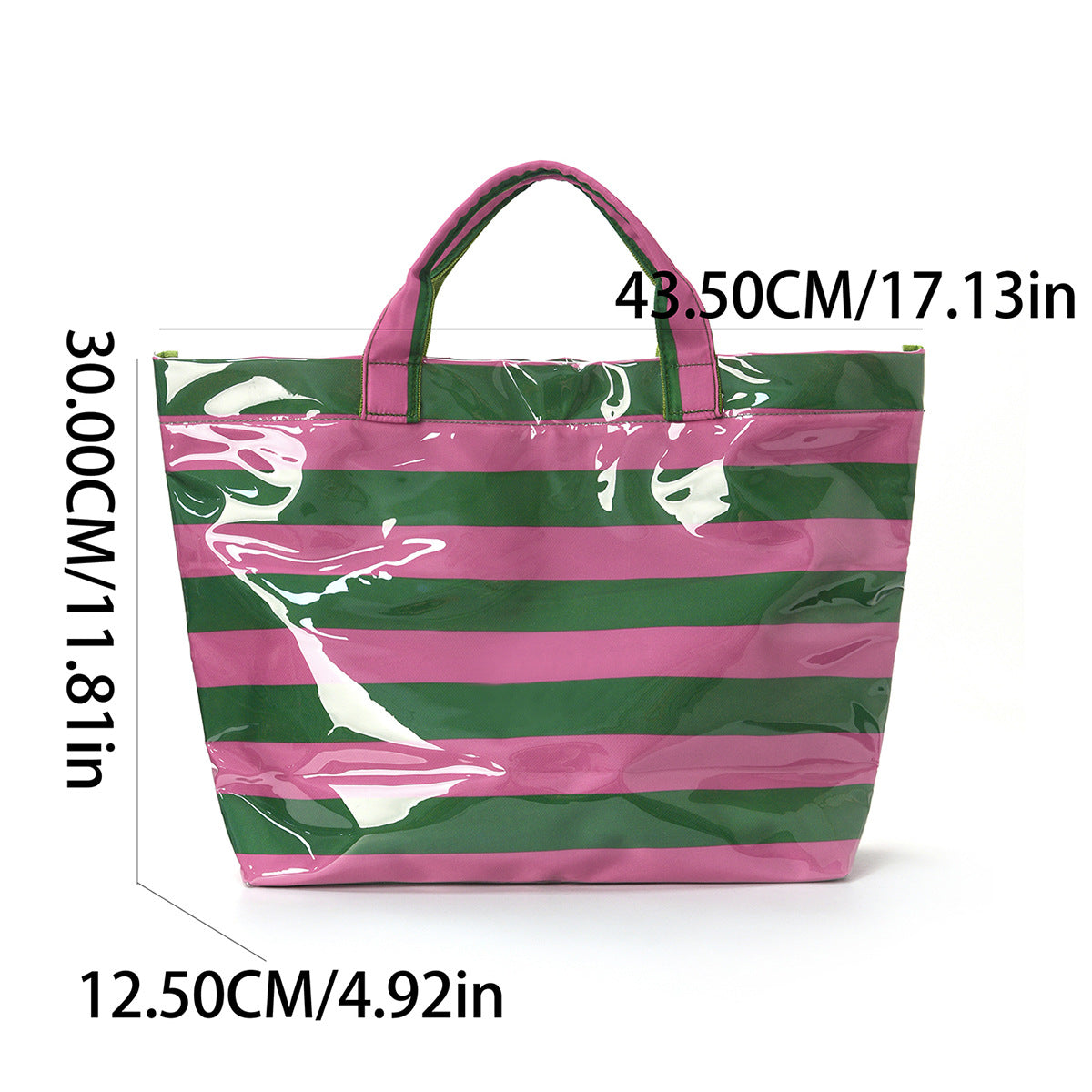 Simple Color Block Striped Large Capacity Tote Bag MK2BLW6W10BBG552