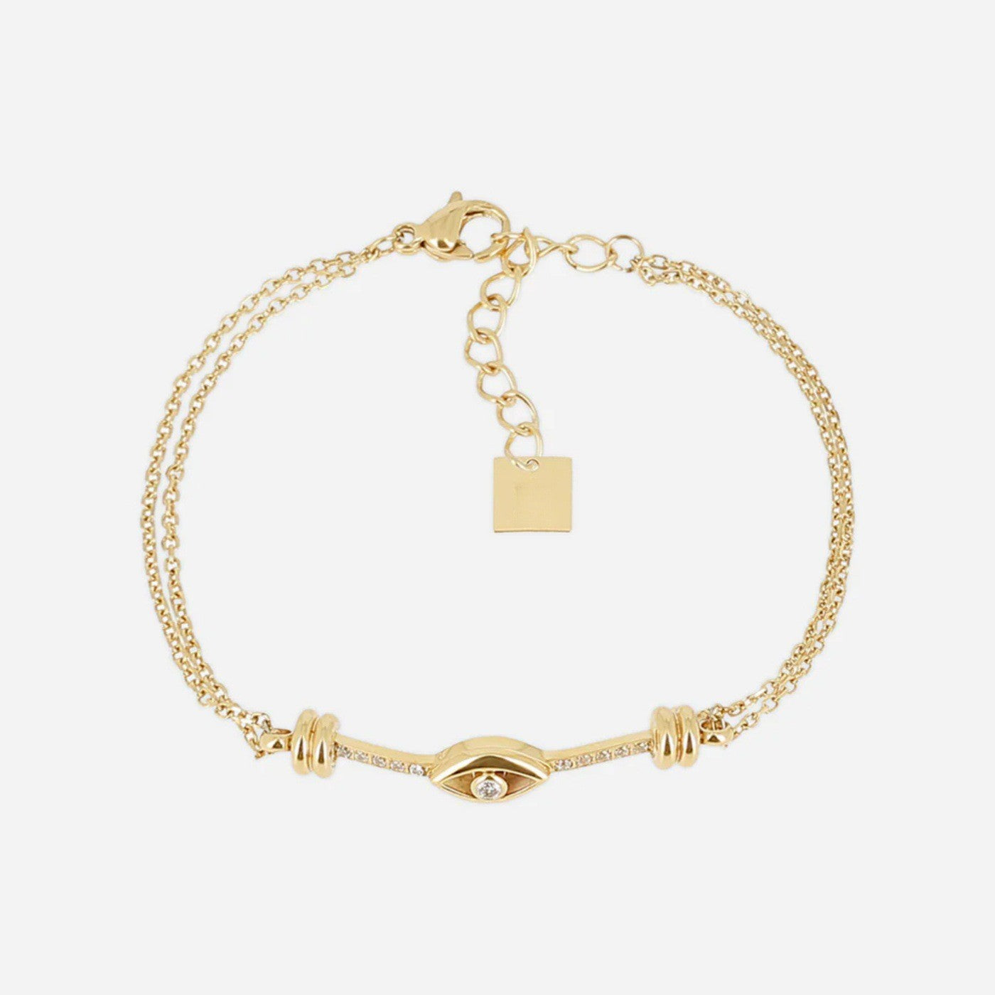 Trendy Gold Plated Zirconia Chain Bracelet 6W6JBR331