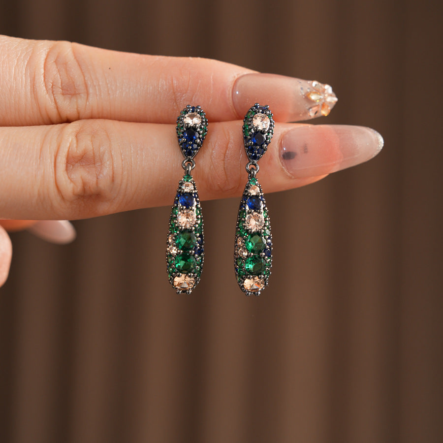 Vintage Cubic Zirconia Teardrop Dangle Earrings 6W6JER706