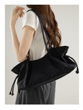 Casual Solid Color Drawstring Ruffled Shoulder Bag 6W10BBG1363