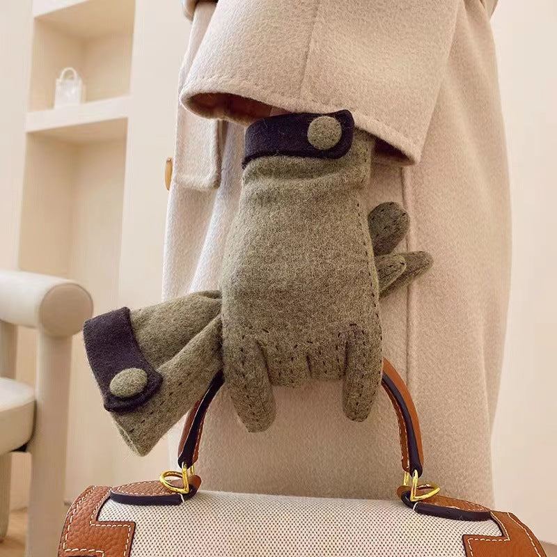 Button Decor Touchscreen Gloves - DippedShop Wholesale - #2707