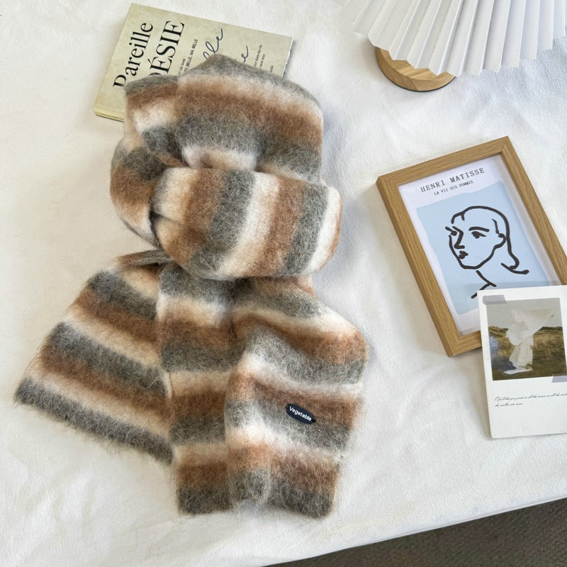 Chunky Knit Striped Scarf - DippedShop Wholesale - #0739