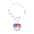 Vintage Gold Plated American Flag Pendants Chain Bracelet 8ZA6JBR130T