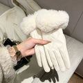 Plaid Faux Fur Cuff Gloves - DippedShop Wholesale - #2419